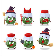 Halloween expression emoticons with cartoon character of eyeball in jar