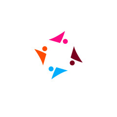 COLORFUL PEOPLE TOGETHER SIGN, SYMBOL, LOGO, ART ISOLATED ON WHITE