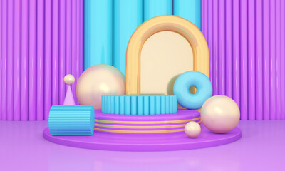Podium and wall scene abstract background. 3D illustration, 3D rendering	