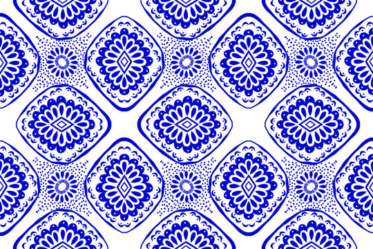 Seamless pattern ethnic, aztec, ikat, boho, motif,tribal, african art style. Culture decoration for fabric, textile. Folk ornament retro print tile vintage vector. illustration wallpaer.