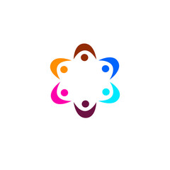 COLORFUL PEOPLE TOGETHER SIGN, SYMBOL, LOGO, ART ISOLATED ON WHITE