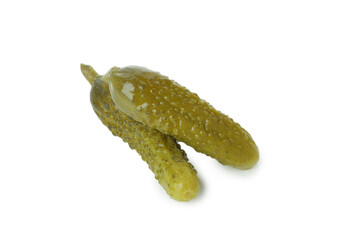 Fresh green pickles isolated on white background