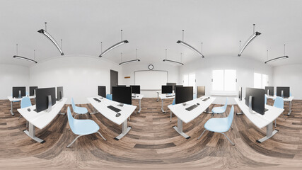 360 degree projection of a modern classroom - obrazy, fototapety, plakaty