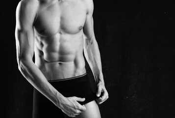 Fototapeta na wymiar sporty man workout muscles cropped view