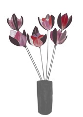 花瓶に挿した深紫の花束