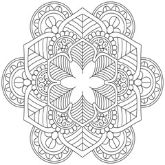 Leaf Flower Petal Coloring Mandala Art Simple Graphic Shape Vector Floral Oriental Outline Vintage Decorative Elements Pattern Illustration Islam Arabic Indian Turkish Mystic Religion Morals Lotus