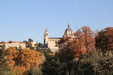 Fototapeta na wymiar Madrid Almudena Cathedral in autumn