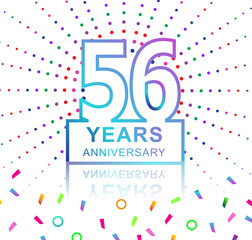 56th years anniversary celebration with colorful design with fireworks and colorful confetti isolated on white background. for birthday celebration.