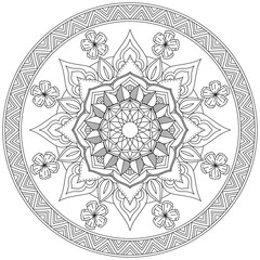 Leaf Flower Petal Coloring Mandala Art Simple Graphic Shape Vector Floral Oriental Outline Vintage Decorative Elements Pattern Illustration Islam Arabic Indian Turkish Mystic Religion Morals Lotus