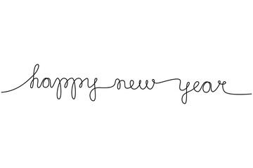 Fototapeta premium thin line happy new year sign
