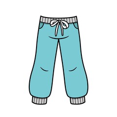 Drawstring jersey sweatpants  for girls color variation for coloring page isolated on white background