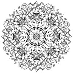 Mehndi flower for henna, mehndi, tattoo, decoration. decorative ornament in ethnic oriental style. doodle ornament. coloring book page.