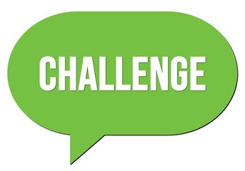 CHALLENGE text written in a green speech bubble