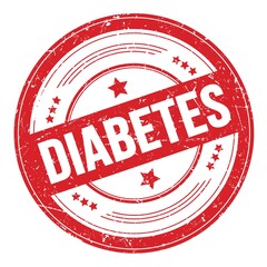DIABETES text on red round grungy stamp.