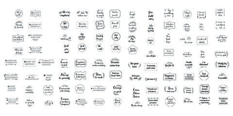 Set of ready to post in social media quotes for blogger about motivation, inspiration and success. Positive sayings for every day