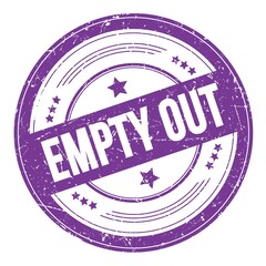 EMPTY OUT text on violet indigo round grungy stamp.