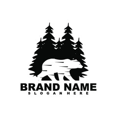 bear forest pine vector logo design