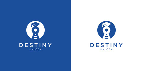 Unlock destiny logo with key and graduation design