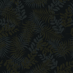 Forest print for clothing. Endless pattern. Leaves. Vector.