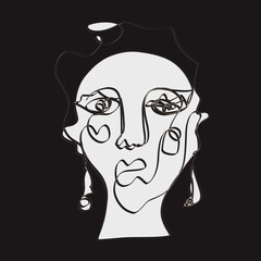 line art illustration face of a woman