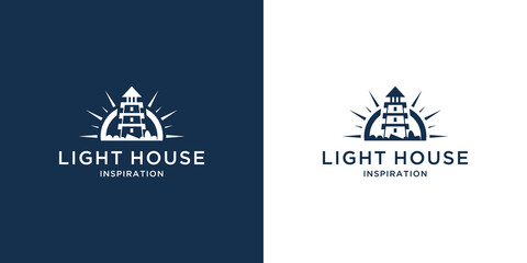 Lighthouse logo with compass design