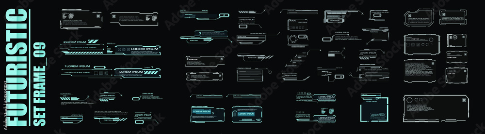 Poster callouts and titles in hud style. set futuristic user interface elements. titles, technical elements