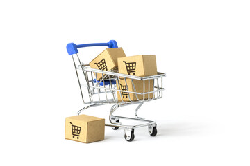 online shopping concept with shopping cart symbol	
