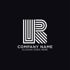 monogram of letter U and R square, initial name UR logo design with outline
