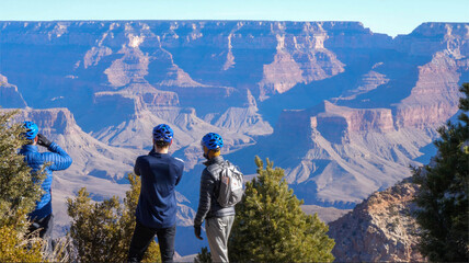 Bikers at the rim on the Grand Canyon
