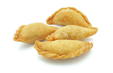 Thai snack Pun Sib, Small fried puff, Isolated on white background cutout with clipping path