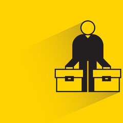 man holding briefcase icon on yellow background
