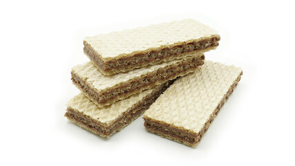 Stack of wafers cream hazelnut chocolate, Isolated on white background