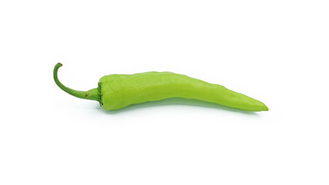 Green Banana Pepper Or Paprika Pepper, Spice Seasoning, Ingredients For Spicy Food, Isolated On White Background