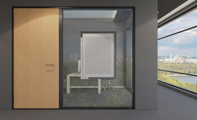 Modern office Cabinet.  3D rendering.   Meeting room. Mockup.   Empty paintings