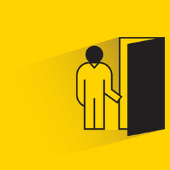 man open door icon on yellow background