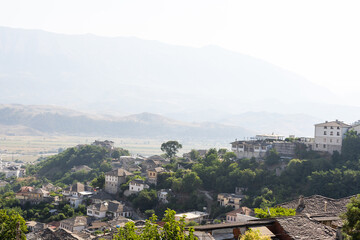 Obraz premium Aerial view of streets in the UNESCO listed old town of Gjirokaster in southern Albania