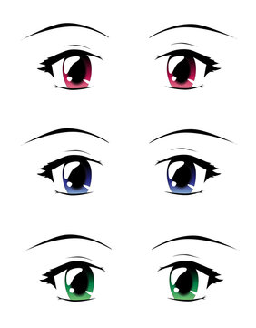 A set of eyes in manga style, isolated on white.  EPS10 vector format.