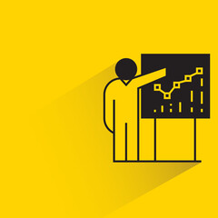 people presenting stock chart icon on yellow background