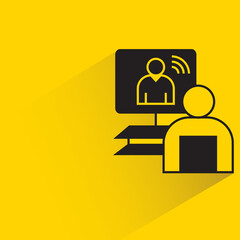 buisness onine confercnce icon on yellow background