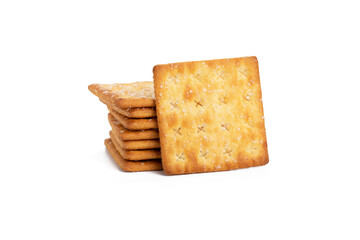 crackers sprinkled with sugar isolated on white background with clipping path. healthy whole wheat cracker