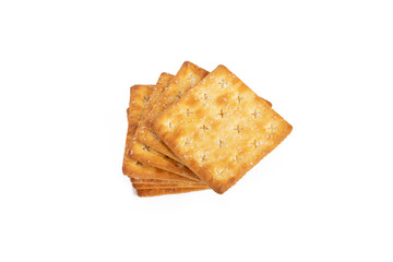 crackers sprinkled with sugar isolated on white background with clipping path. healthy whole wheat cracker