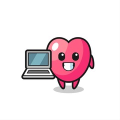 Mascot Illustration of heart symbol with a laptop