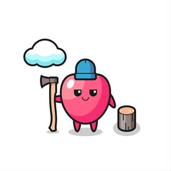 Character cartoon of heart symbol as a woodcutter