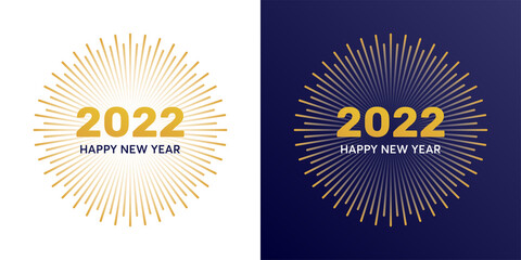 2022 Happy New Year card with fireworks illustration.