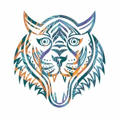 Ornamental tiger silhouette tattoo style vector art