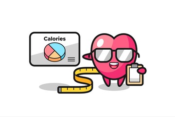 Illustration of heart symbol mascot as a dietitian
