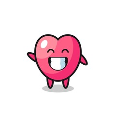 heart symbol cartoon character doing wave hand gesture