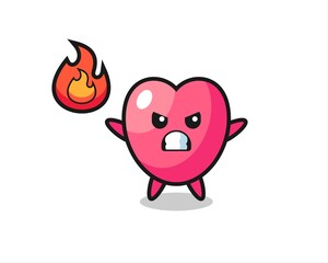 heart symbol character cartoon with angry gesture
