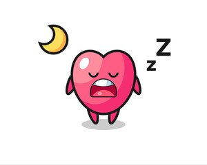 heart symbol character illustration sleeping at night