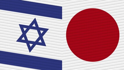 Japan and Israel Two Half Flags Together Fabric Texture Illustration